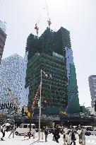 Track switching work for relocation of Shibuya Station on Ginza Line